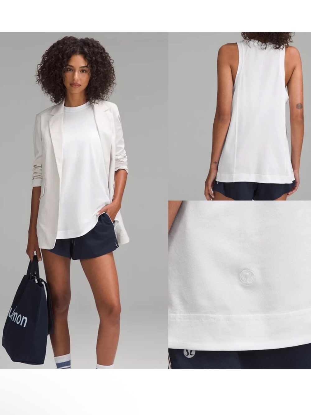 Lululemon‎ Long Cotton Crewneck Tank Top Small White NWT